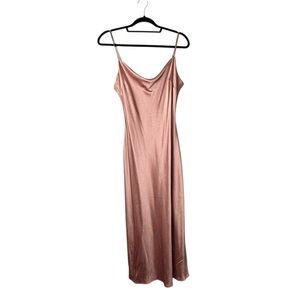 Express Maxi Slip Dress M Light Pink Cowl 2 Slit Y2K Fairy Beach Resort Vacation